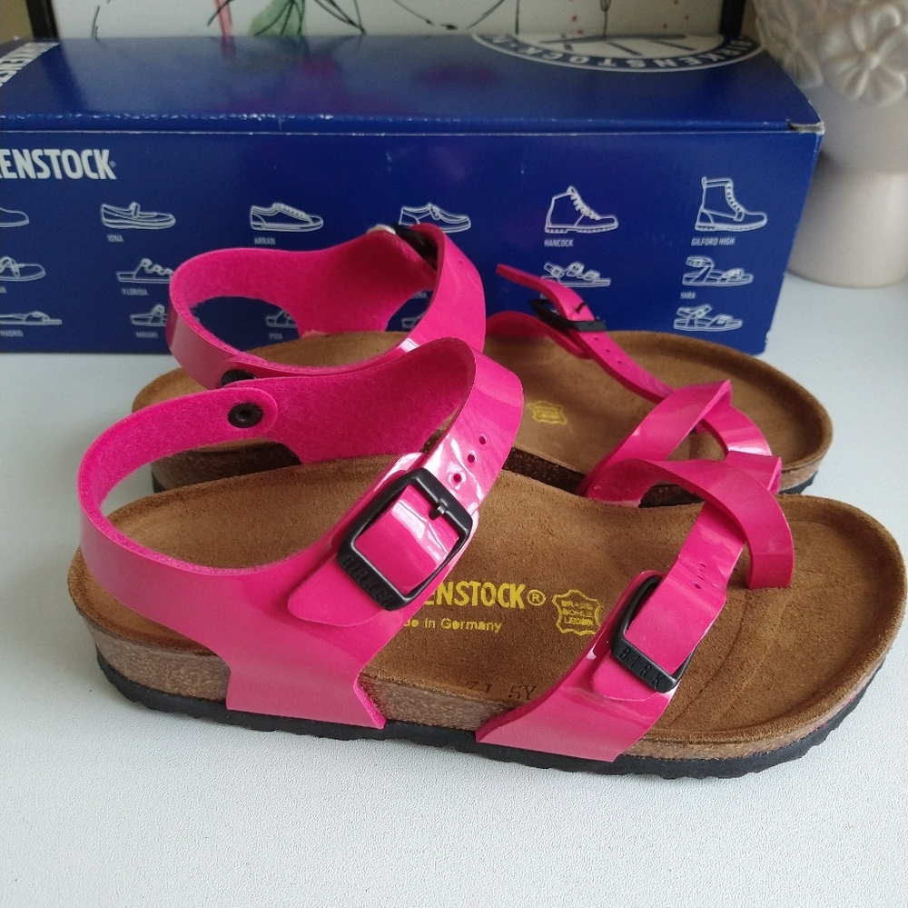 Birkenstock Taormina Kids Pink Birko-Flor Sandals Narrow Fit